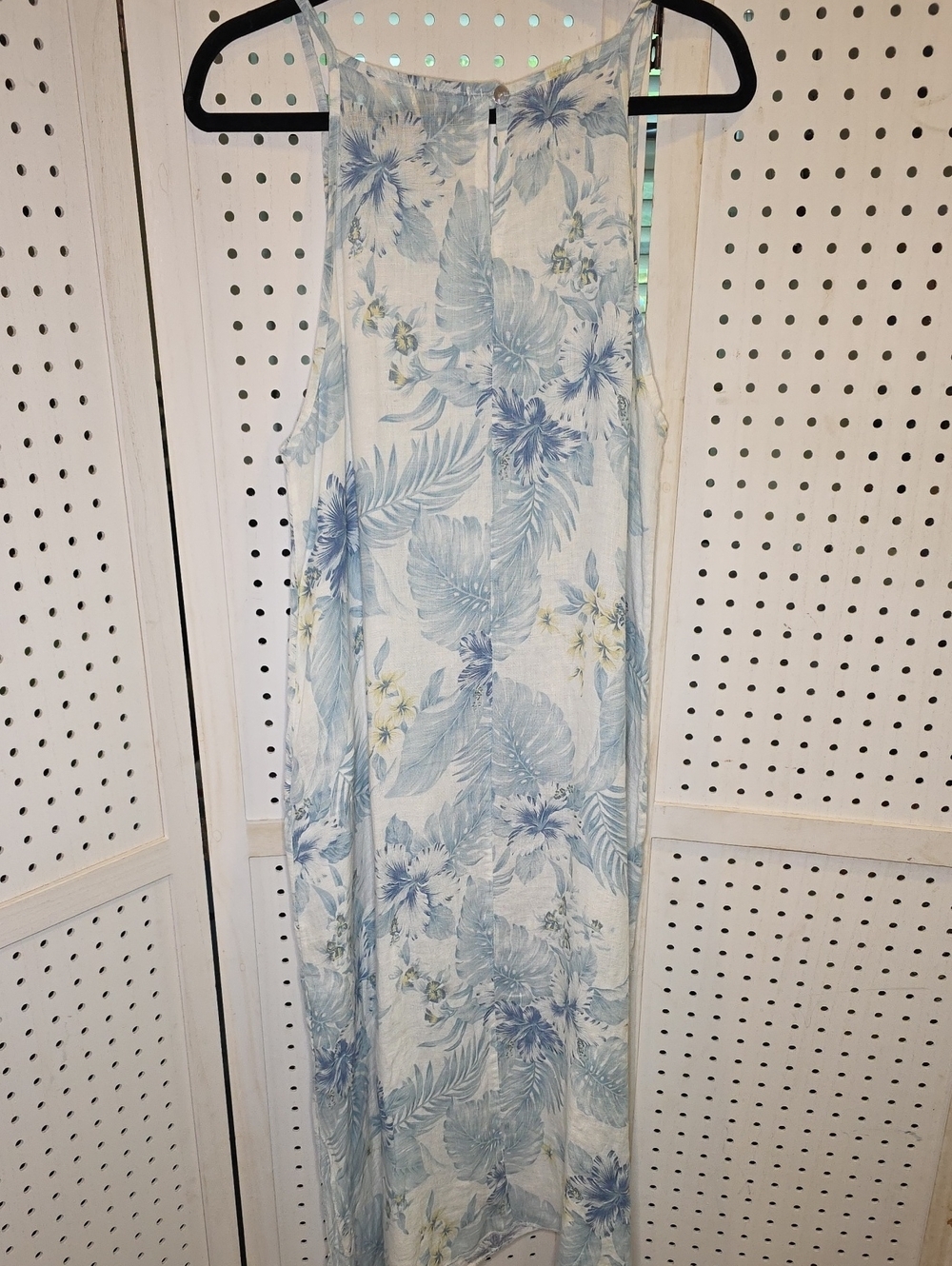 Lungo L'Arno 100% Linen Sleeveless Light Blue Floral Maxi Dress Tropical Small - Picture 8 of 8